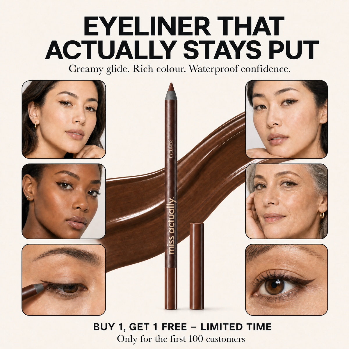 No-Smudge Waterproof Eyeliner Pencil