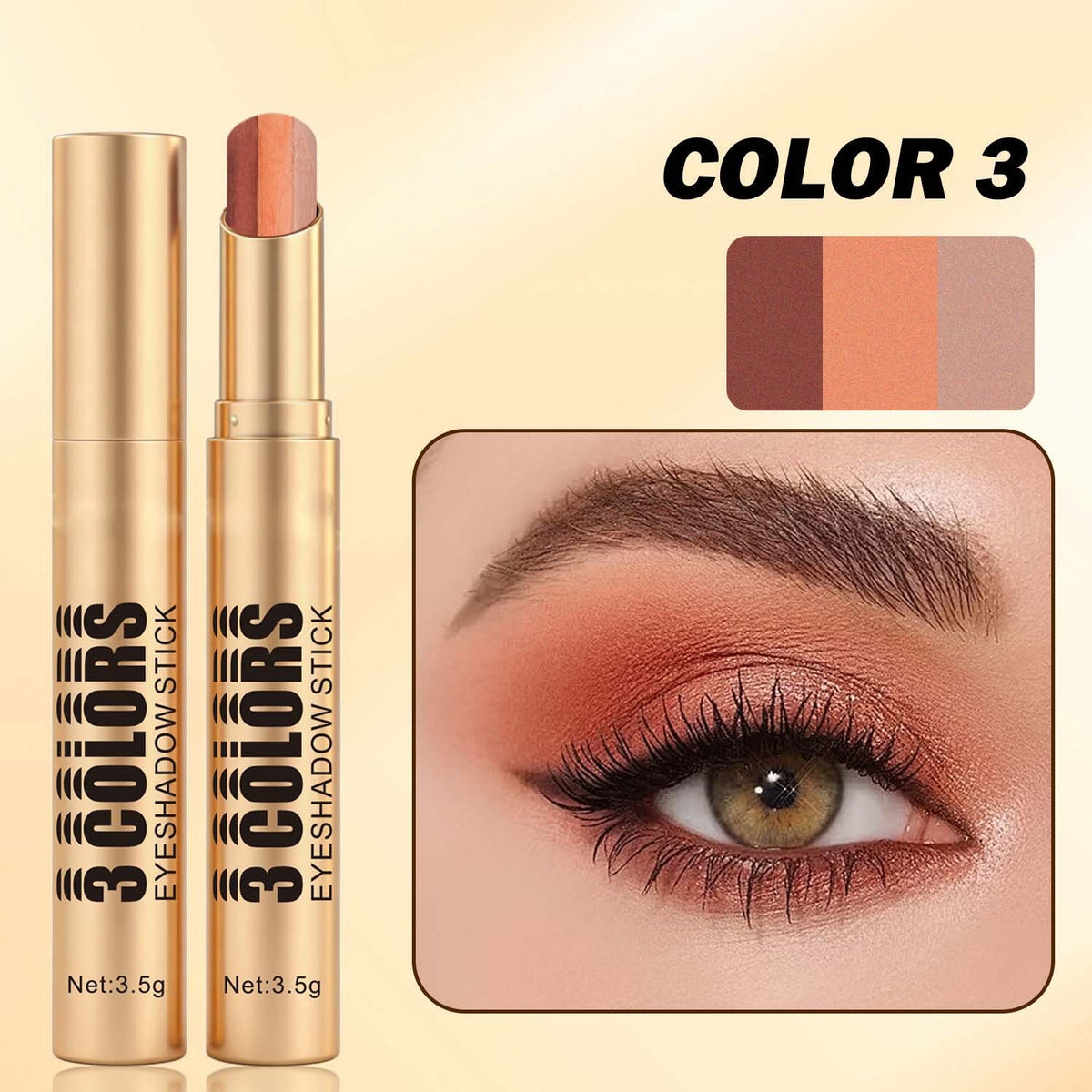 3‑In‑1 Cream Eyeshadow Stick, Multi‑Tone Eye Makeup