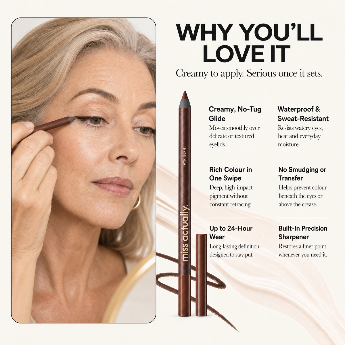 No-Smudge Waterproof Eyeliner Pencil