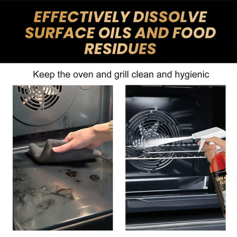 Cleaning grease and food residue from an oven