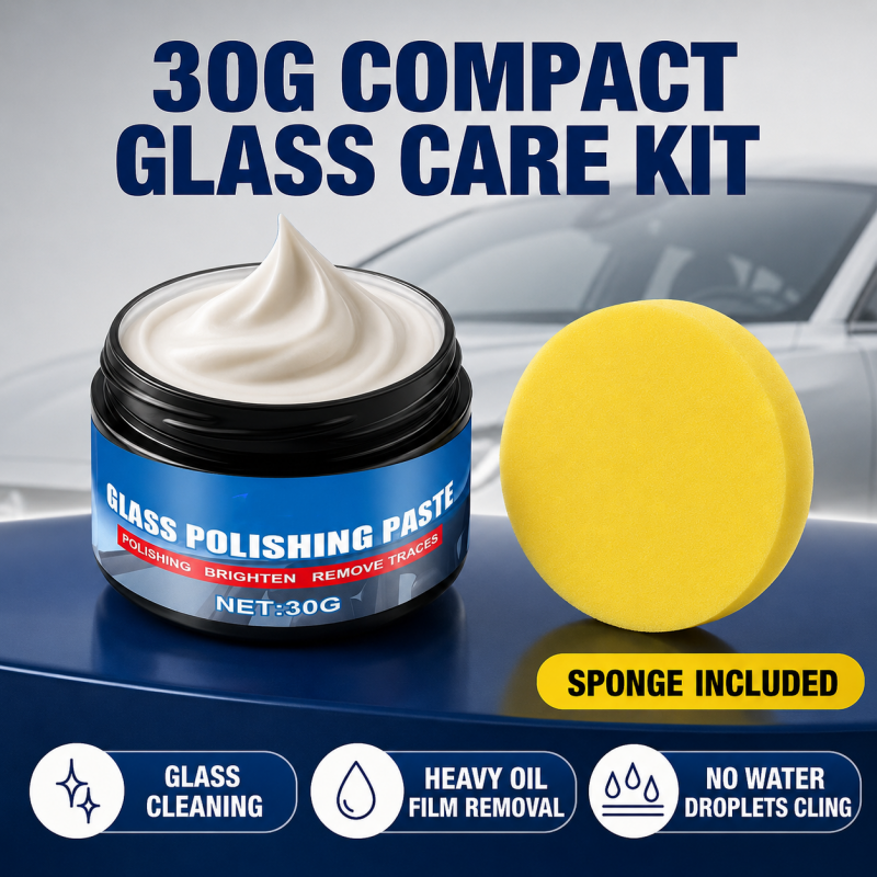 Car Glass Oil Film Remover – Eliminates Glare & Wiper Smears, Repels Rain, Works on All Glass – Sponge Included! 🚗